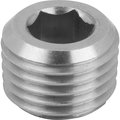 Kipp Screw Plug DIN906 Without Vent, M8X1, Sw=4, Form:A, Stainless Steel Bright K1129.200810